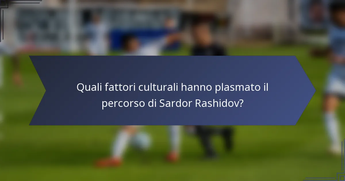 Quali fattori culturali hanno plasmato il percorso di Sardor Rashidov?