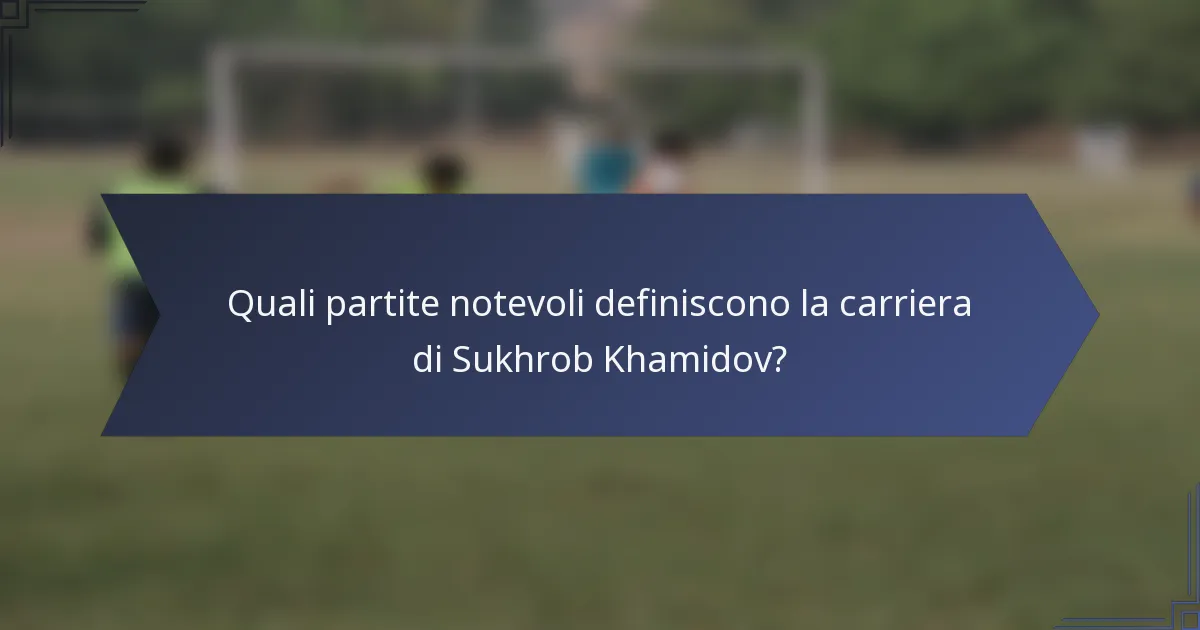 Quali partite notevoli definiscono la carriera di Sukhrob Khamidov?