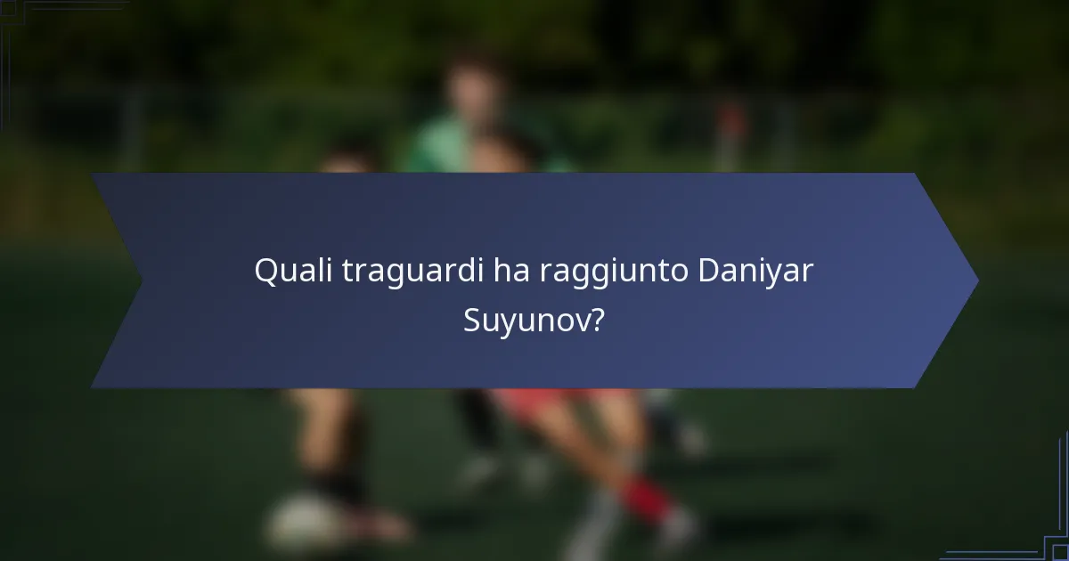 Quali traguardi ha raggiunto Daniyar Suyunov?